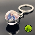 Luminous Virgin Mary glass ball keychain with glowing religious pendant and metal ring - Virgin Mary (XSWX2486-18)