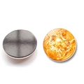 Detail of round glass fridge magnet showing the sun pattern and strong magnetic backing - Sun Pattern (BXT2520-10) / 30MM