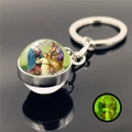 Luminous Holy Family crystal glass ball keychain with silver metal ring and glow effect - Holy Family 15 (XSWX2486-15)