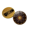 Broche de cristal mandala en bronce antiguo con patrón geométrico Sri Yantra - Mandala de Geometría Sagrada Oro (XZXL1500-12)