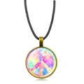Rainbow Peace Symbol Pendant Necklace with Bronze Frame and Black Cord Strap - Antique Bronze Style 12 (XSWX5776-Antique Bronze-12)