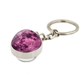 Portachiavi artistico nebulosa luna con cabochon in vetro viola e finitura argento - Luna Viola (XSWX5878-5)