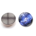 Kosmos Galaxie Glas Kühlschrankmagnet mit blauem Nebelmuster auf schwarzer Magnetbasis - Dunkelblauer Galaxie Stil (BXT2517-2)