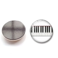 25mm Glaskühlschrankmagnet mit Klaviertastenmuster und schwarzer Magnetrückseite - Musiksymbol 12 (BXT2522-12)