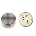30mm round glass fridge magnet with retro black and white cartoon cat illustration - Two Cats Beige Background Style (BXT2515-1)