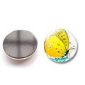 Aimant de frigo rond en verre de 30 mm avec motif aquarelle de papillon jaune - Motif de Papillon 4 (BXT2514-4)