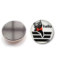 30mm crystal glass fridge magnet featuring a cartoon black cat design with a round magnet - Hello Bowtie Black Cat Style (BXT2515-6)