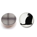 30mm round glass fridge magnet featuring a black cat silhouette with strong magnetic back - Black Cat Silhouette Style (BXT2515-9)