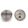Cartoon black cat 30mm glass fridge magnet with grey background and magnetic backing - Upside Down Striped Cat Style (BXT2515-11)