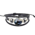 Verstellbares mehrlagiges Lederarmband mit Wolf-Mond-Glasanhänger im Vintage-Stil - Vintage Wolf Heult Mondstein (PSXL3000-18)
