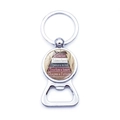 Personalized silver beer bottle opener keychain with teacher theme book design - Books Appreciation (XSWX5874-5)
