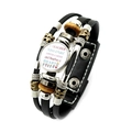 Pulsera de cuero negro multicapa para profesora con colgante de cristal inspirador - Estilo Frase en Inglés Niños de la Mano (XSWX5870-9)