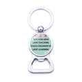Polished silver beer bottle opener keychain with green teacher inspirational quote - Green Texture Quote (XSWX5874-12)