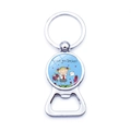 Silver beer bottle opener keychain with Thank You Teacher illustration for gift giving - Thank You Teacher Cartoon (XSWX5874-14)