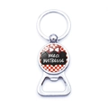 Silver metal beer bottle opener keychain with Merci Maîtresse bow tie design - Bowknot Merci Maitresse (XSWX5874-17)