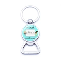 Silver metal bottle opener keychain with blue Merci Maîtresse teacher design - Blue Merci Maîtresse Cartoon (XSWX5874-30)