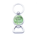 Silver metal beer bottle opener keychain with green inspirational teacher quote - Green White Handprint (XSWX5874-32)