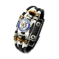 Pulsera multicapa de cuero negro con dije de botón a presión HEAD START TEACHER - Estilo Inglés Agradecimiento Maestro Icono Papelería (XSWX5870-31)