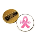 Détail d'une broche en bronze avec ruban rose et texte Hope contre le cancer - Texte Hope Style Ruban Rose (XSWX5980-2) / Bronze Antique