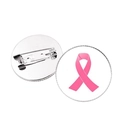Épingle ruban rose contre le cancer du sein avec base en alliage et dôme en verre clair - Style Ruban Rose Classique (XSWX5980-5) / Argent