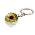 Detail eines kreativen Schlüsselanhängers mit realistischer gelbgrüner Glas-Iris-Augen-Optik - Gelbgrüne Iris (XSWX9227-1)