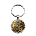 Dettaglio portachiavi steampunk con intricato motivo a ingranaggi meccanici e anello in metallo - Stile Orologio Ingranaggio Meccanico (XSWX9232-1)