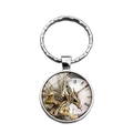Detailed view of steampunk dragon keychain with intricate mechanical gears and Roman numerals - Mechanical Dragon Fusion Style (XSWX9232-11)