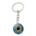 Porte-clés œil protecteur créatif avec pendentif iris bleu-marron et anneau en métal - Motif Iris Bleu Marron (XSWX9228-8)