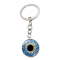 Porte-clés œil de chat avec pendentif iris en verre bleu et anneau métallique - Motif Iris Bleu Classique (XSWX9228-7)