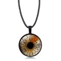 Gothic round glass pendant necklace with a realistic brown human iris iris pattern on black cord - Grey Brown Iris Pattern (XSWX9230-10)