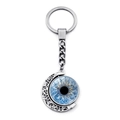 Portachiavi luna rotante con occhio blu in vetro e finitura metallica argento - Stile Iride Blu (XSWX9225-2)