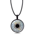 Collana con ciondolo a forma di occhio blu in vetro, cordoncino nero e dettagli artistici - Motivo Iride Blu Pallido (XSWX9230-3)