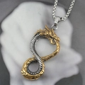 Collier avec pendentif dragon infini bicolore pour homme avec une chaîne solide - Pendentif + Chaîne Assortie