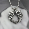 Gothic titanium steel necklace featuring a heart-shaped skull pendant on a box chain - Pendant With Chain As Shown