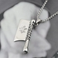 Collana con ciondolo mannaia e mazza in acciaio al titanio punk con finitura argento - Ciondolo + Catena Coordinata / Argento