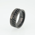 Anillo de moda de acero inoxidable negro con números romanos y cadena giratoria interna - US 7 / Negro