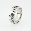 Anillo giratorio para hombre con cadena y números romanos grabados en acero inoxidable plata - US 7 / Plateado