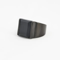 Minimalist black rectangle stone ring with gunmetal finish for men and women - US 7 / Black Tone Black Stone