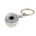 Blauer Böser Blick Schlüsselanhänger mit Glaskugel und silberner Legierungshalterung - Realistische Blaue Iris (XSWX9227-3)