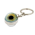 Creative silver keychain featuring a blue-green realistic evil eye crystal ball pendant - Blue Green Mixed Iris (XSWX9227-5)