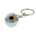 Evil eye cat eye crystal ball keychain with blue and orange iris glass pendant - Blue Orange Iris (XSWX9227-6)