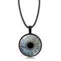 Collana con ciondolo occhio di gatto blu con cordino nero e motivo realistico di drago - Motivo Iride Blu Grigio (XSWX9230-4)