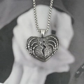 Collana gotica vintage in acciaio al titanio con pendente a cuore di teschio e catena - Ciondolo + Catena Coordinata