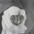 Pendente a cuore con teschio gotico in acciaio inossidabile argento retrò stile hip-hop - Solo Ciondolo (Senza Catena)