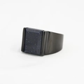Men's vintage titanium steel ring featuring rectangle blue sandstone and black finish - US 7 / Black Frame Blue Sandstone