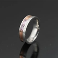 Anello uomo in acciaio titanio con due zirconi rosa e incisione I am your only love - US 7 / Argento e Oro Rosa