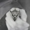 Retro hexagram beast pendant necklace in punk gothic style with vintage steel finish - Pendant Only (Without Chain) (g767)