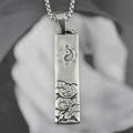Collana con pendente in acciaio inossidabile argento con motivi Yin Yang Bagua e nuvole - Ciondolo + Catena Coordinata