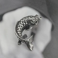 Hip hop titanium steel necklace featuring a detailed koi fish pendant with an antique silver finish - Pendant Only (No Chain)