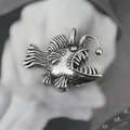 Gotische Anglerfisch-Halskette aus Vintage-Silber im Punk-Stil für Herren und Damen - Nur Anhänger (Ohne Kette)